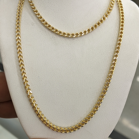 10kt Real Gold Franco Diamond Cut Chain